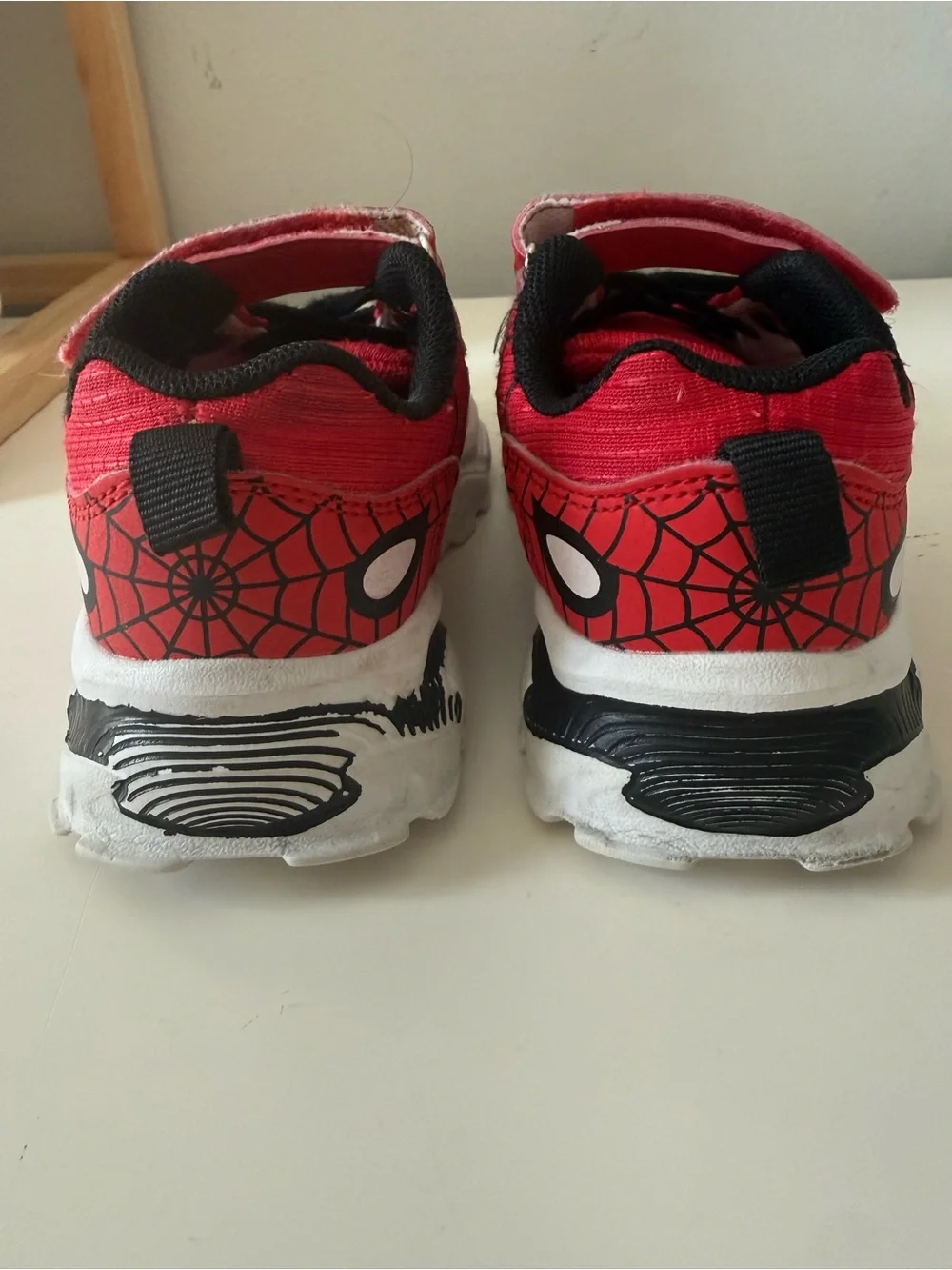 Barely Worn Kids Red Spider-Web Athletic Sneakers - Velcro Strap